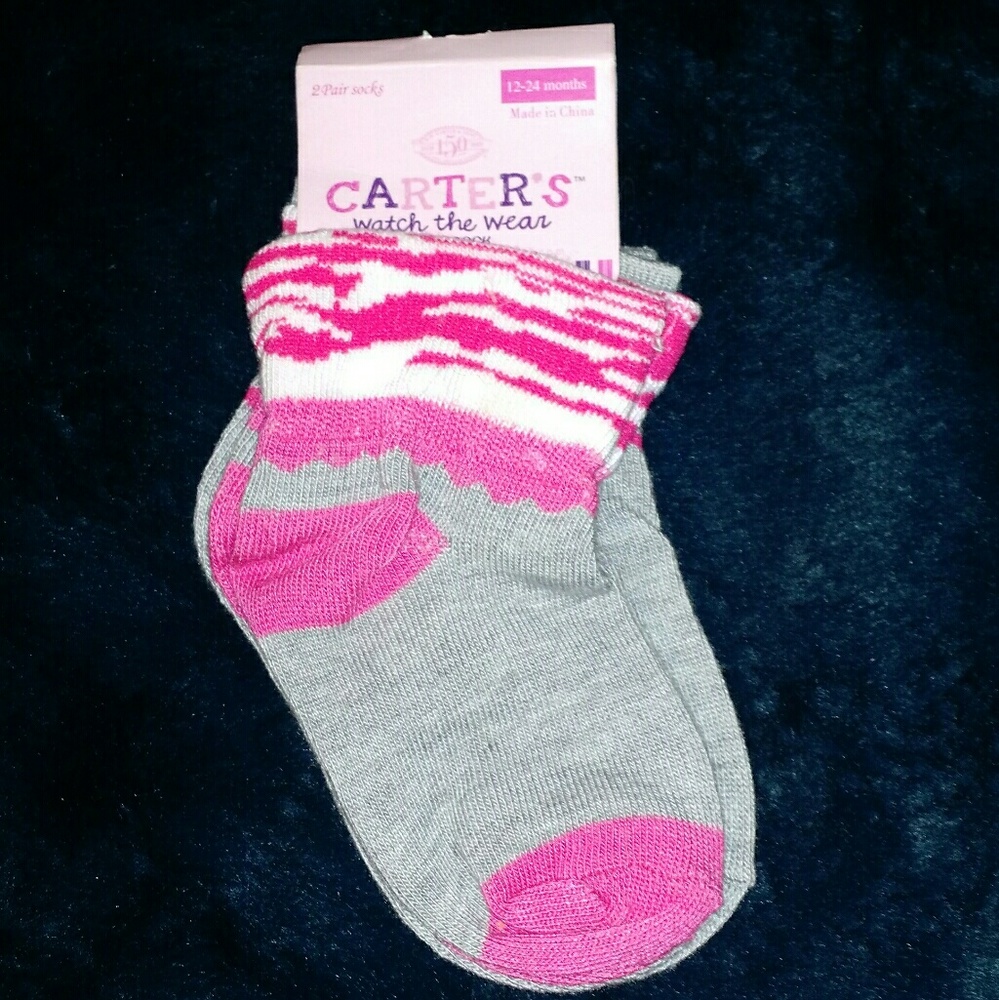Carter's - 12-24 Months 2 Pair Socks Pink & Gray
